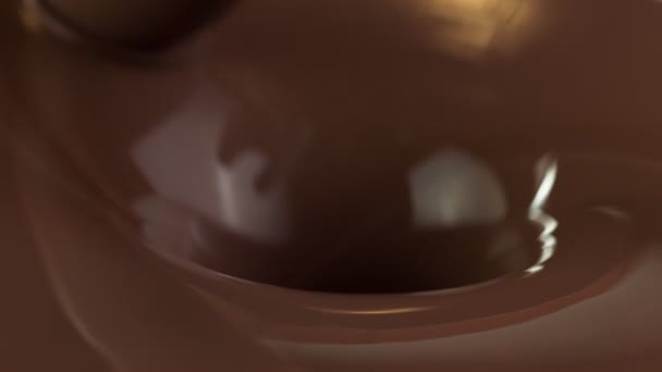 Super Cámara Lenta Verter Chocolate Caliente Salpicaduras Leche Detalle Filmado — Vídeos de Stock