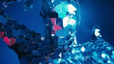 Dansçılar ayna yansıtıcı elbiseli robotlar gibi davranıyor. Gelecekteki kavramı