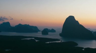 Samet Nangshe ünlü turizm dönüm noktası bakış açısı Phang nga koyu, gündoğumu, Tayland