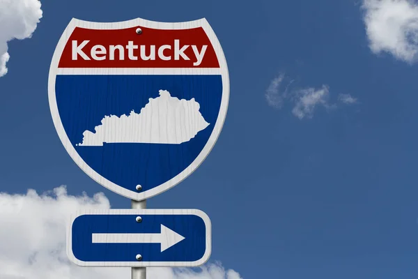 Road Trip Kentucky Red White Blue Interstate Highway Road Sign — Stock Photo, Image