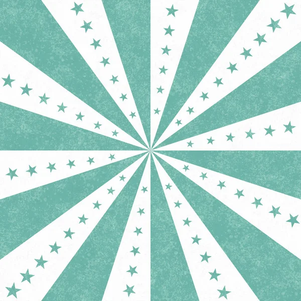 蓝绿色和白色的星星和爆裂线的中心背景 — 图库照片