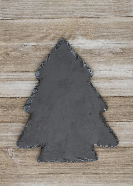 Tree Shaped Chalkboard Weathered Wood Copy Space Your Message — Stock Photo, Image