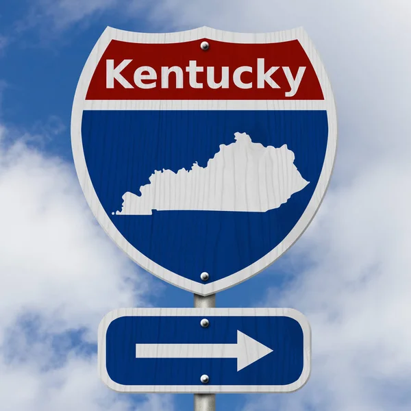 Viaggio Kentucky Cartello Stradale Interstatale Rosso Bianco Blu Con Parola — Foto Stock