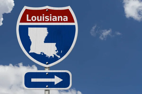 Road Trip Louisiane Rouge Blanc Bleu Autoroute Inter États Panneau — Photo