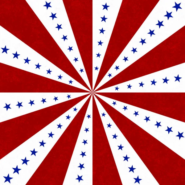 Red White Blue Stars Burst Lines Center Background — Stock Photo, Image