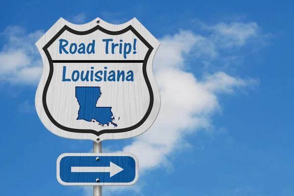 Louisiana Road Trip Otoban Işareti Louisiana Harita Metin Road Trip — Stok fotoğraf