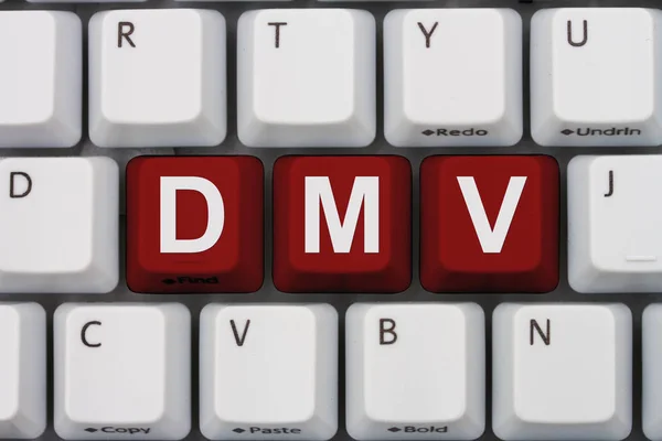 Renovar Licencia Línea Dmv Primer Plano Teclado Con Texto Resaltado — Foto de Stock