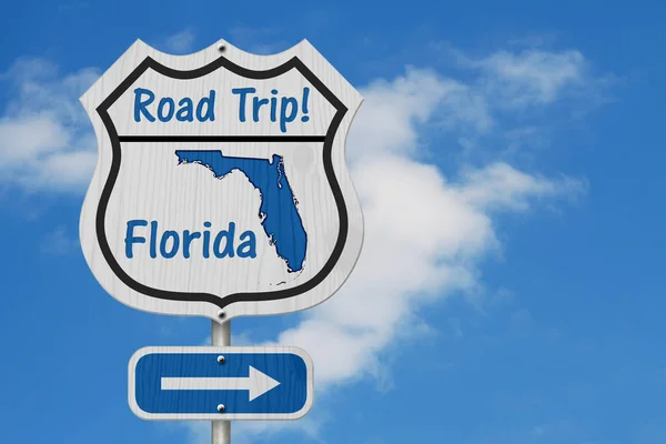 Florida Road Trip Highway Sign Florida Mappa Testo Road Trip — Foto Stock