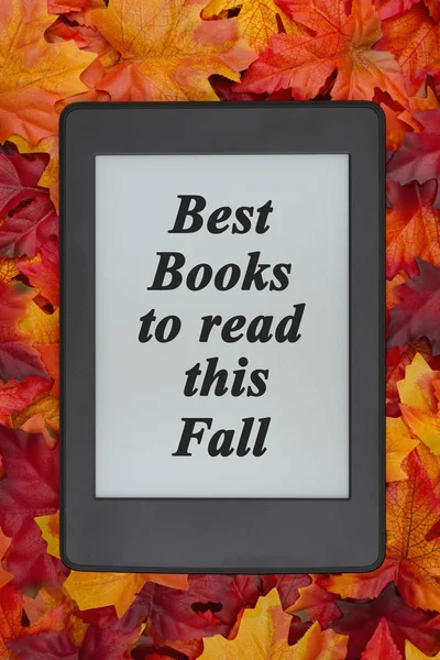 最高の リーダーのこの秋のテキストを読むの本秋秋の読書のための葉 — ストック写真