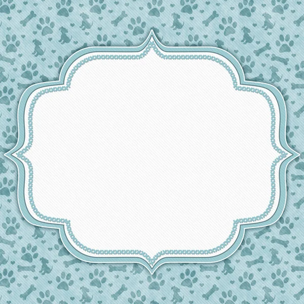 Teal White Dog Pattern Border Copy Space Your Message — Stock Photo, Image