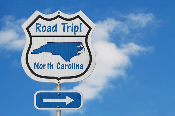 Υπογραφή Αυτοκινητόδρομο Ταξίδι Δρόμο Βόρεια Καρολίνα Βόρεια Καρολίνα Χάρτη Και — Φωτογραφία Αρχείου