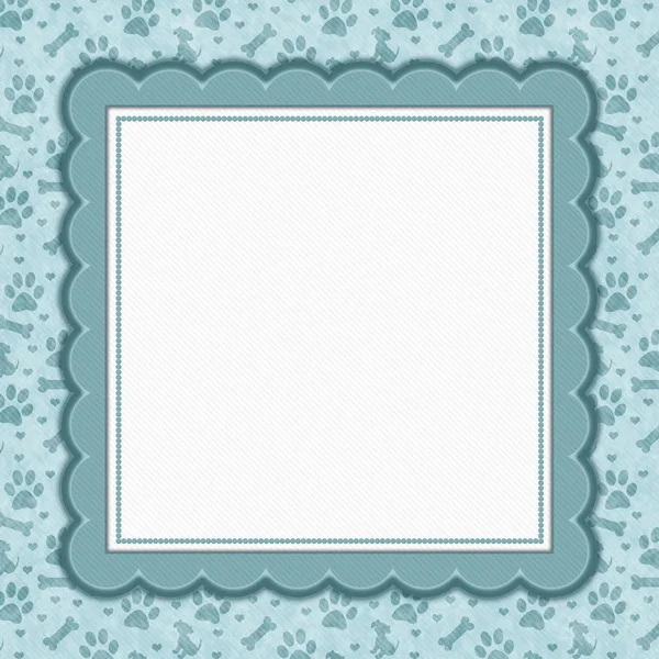 Teal and white dog pattern with square border with copy space for your message