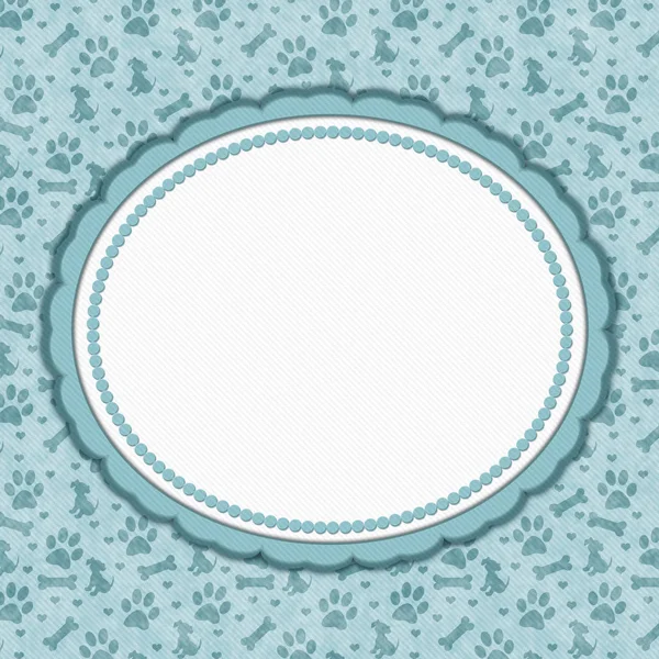 Tal White Dog Pattern Oval Border Copy Space Your Message — стоковое фото