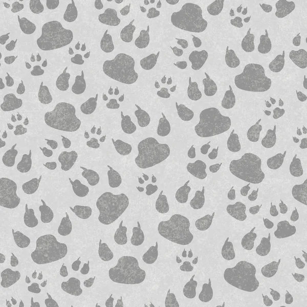 Gray Cat Paw Prints Seamless Pattern Background Texture — Stock Photo, Image