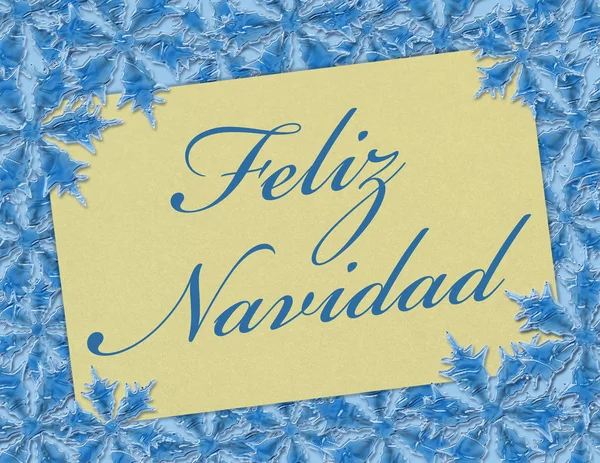 一张费利兹 纳维达德的卡片 一张在蓝色雪花上写着费利兹 纳维达德字样的卡片 — 图库照片