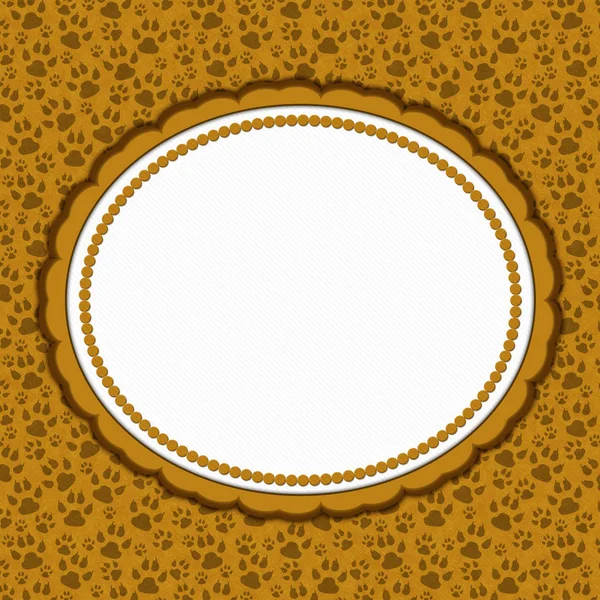 Brown Cat Pattern Oval Border Copy Space Your Message — Stock Photo, Image