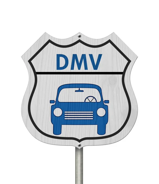 Látogatás Dmv Autópálya Jel Ikon Ból Egy Autó Szöveg Dmv — Stock Fotó