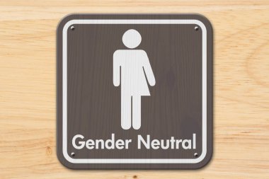 Transseksüel işareti, kahverengi ve beyaz metin ile bir transseksüel ile cinsiyet nötr ahşap üzerine işaret