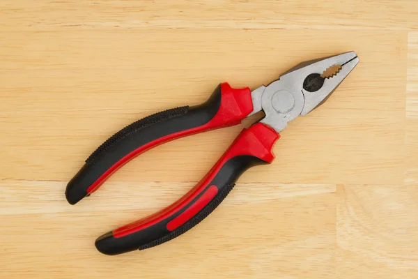 Black Red Hand Pliers Wood — Stock Photo, Image
