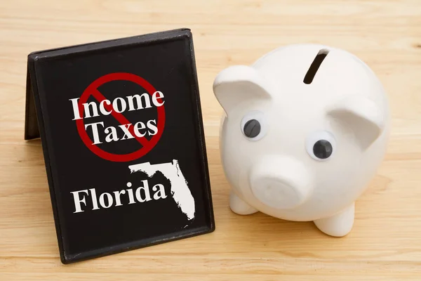 Hay Impuesto Sobre Renta Estado Florida Mensaje Con Una Alcancía —  Fotos de Stock