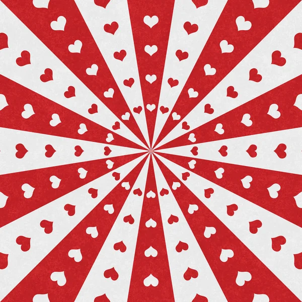 Rode Witte Hart Burst Lijnen Hart Achtergrond Met Textuur — Stockfoto
