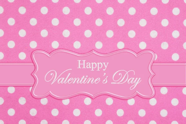 Buon San Valentino Nastro Con Tessuto Pois Rosa Brillante Bianco — Foto Stock