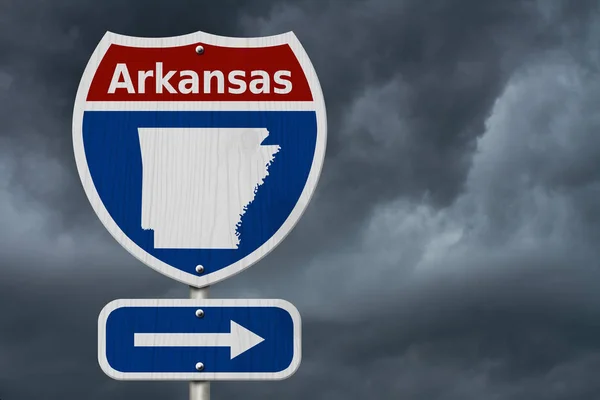 Road Trip Nach Arkansas Rot Weiß Und Blau Interstate Highway — Stockfoto