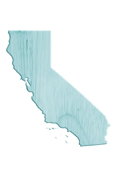 白で隔離青い木で作られたカリフォルニア州のアメリカの地図 — ストック写真