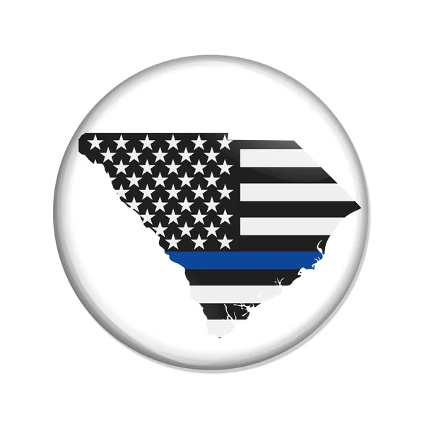 South Carolina Thin Blue Line Button South Carolina Map Button — Stock Photo, Image