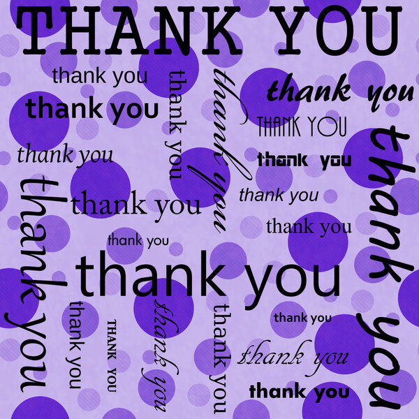 Thank You Design with Purple Polka Dot Tile Pattern Repeat Background that is seamless and repeats