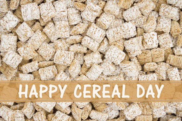 Happy Cereal Day Text Whole Grain Wheat Cereal — Φωτογραφία Αρχείου