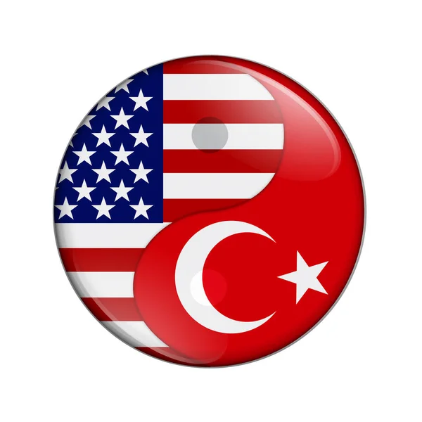 Abd Türkiye Birlikte Çalışma Amerikan Bayrağı Türk Bayrağı Bir Yin — Stok fotoğraf