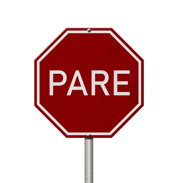 Red White Pare Stop Sign Isolated White — Stock Photo, Image