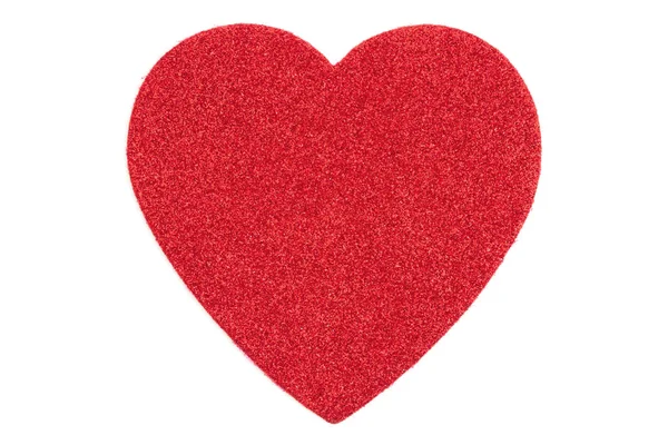 Glitter Papier Rood Hart Geïsoleerd Wit — Stockfoto