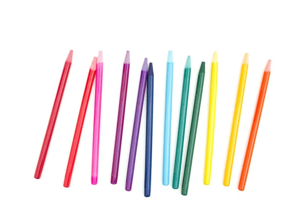 Lápis Aquarela Coloridos Isolados Sobre Branco Com Espaço Cópia — Fotografia de Stock