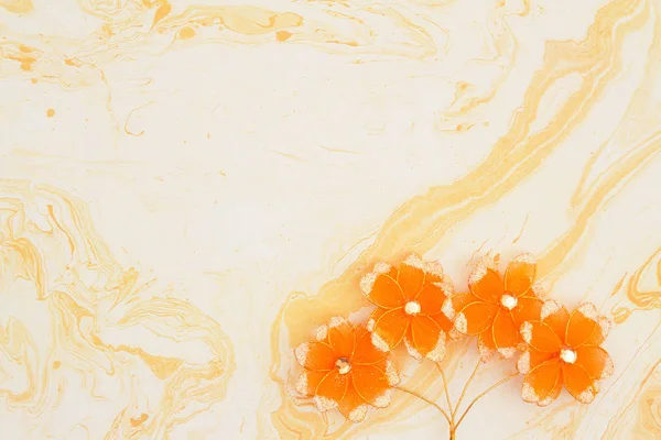Jarní Pozadí Žlutými Květy Žlutém Texturou Akvarel Papír Kopií Prostor — Stock fotografie