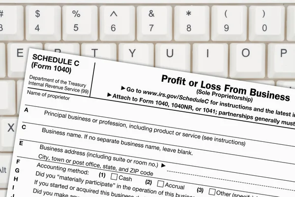 Een Amerikaanse federale belastingformulier 1040 schema C inkomstenbelasting — Stockfoto