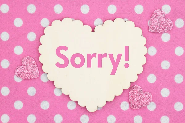 Sorry message on wood heart — Stock Photo, Image
