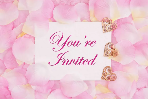 You're invited greeting card with hearts — Stock Photo, Image