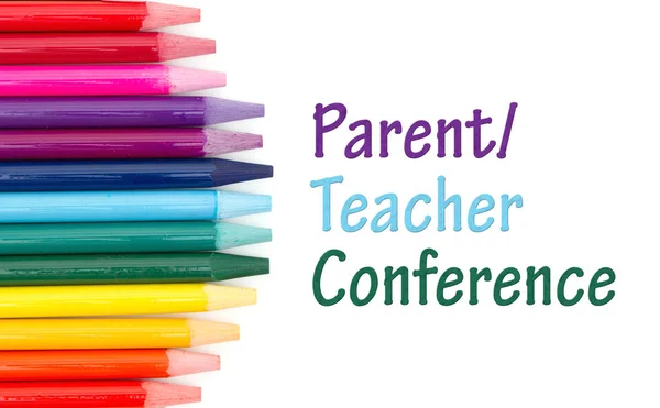 Parent Teacher Conference message with colored watercolor pencil — Stock Photo, Image