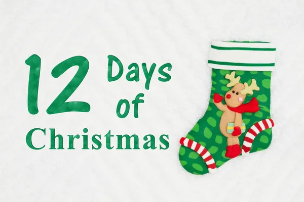 De 12 dagen van Kerstmis met een Kerst kous met een reinde — Stockfoto