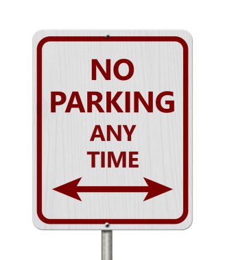 Red and white No Parking Sign clipart
