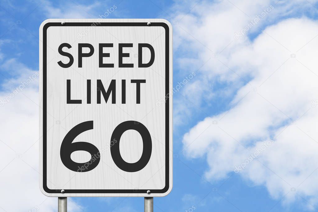 US 60 mph Speed Limit sign