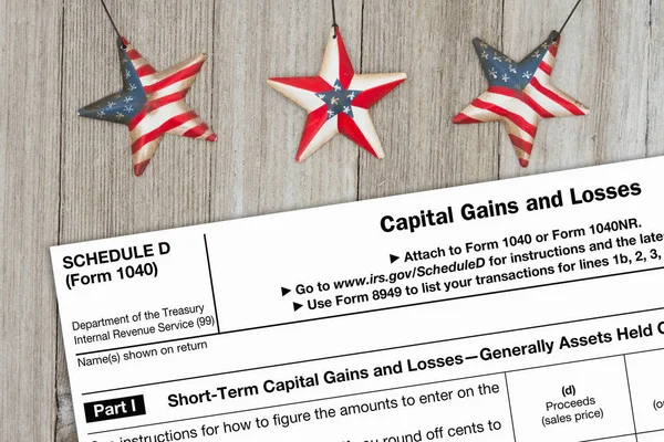 A US Federal tax 1040 schedule D income tax form