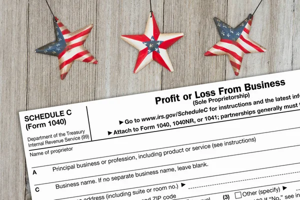Az Egyesült Államok szövetségi adó 1040 ütemezése C jövedelemadó-formában — Stock Fotó