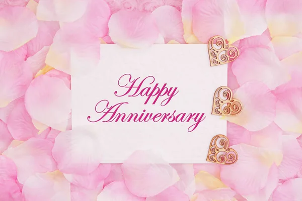 Happy Anniversary greeting card with hearts — Stock Photo, Image