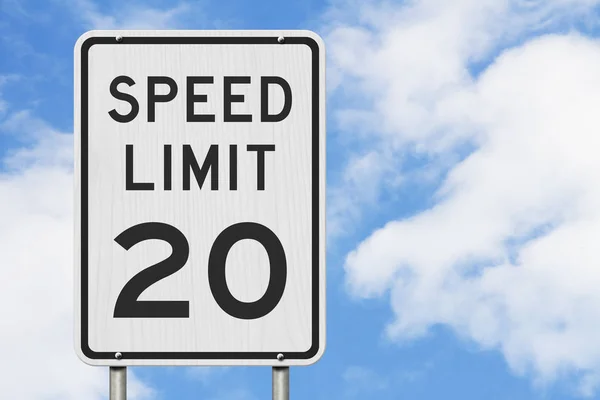 Uns 20 km / h Tempolimit-Schild — Stockfoto