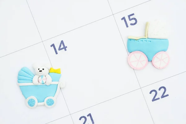 Monthly calendar with baby strollers — Stock Photo, Image