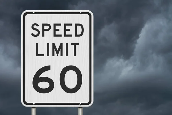 Знак ограничения скорости 60 миль в час — стоковое фото