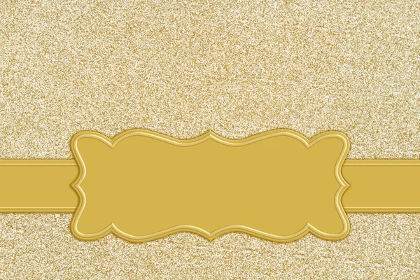 Gold glitter paper background with a banner — Stock Photo, Image